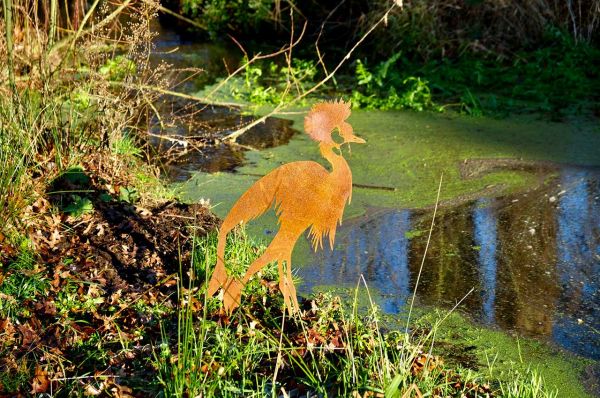 Illumino Klapperstorch Gartenstecker XXL – 78x57 Cm, Naturrost, Metall, Für Garten, Teich, Als Geburtsgeschenk